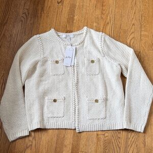 Lily Pulitzer white/gold cardigan